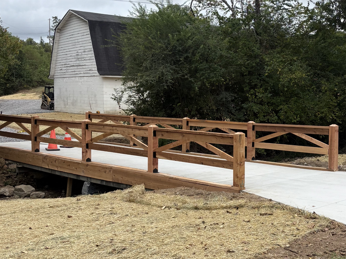 Recently completed 25ft bridge build for a customer in Middle Tennessee